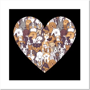 Cute dogs breeds in a heart shape for dog lovers Posters and Art